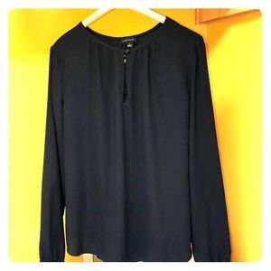 Ann Taylor L, long-sleeve black blouse